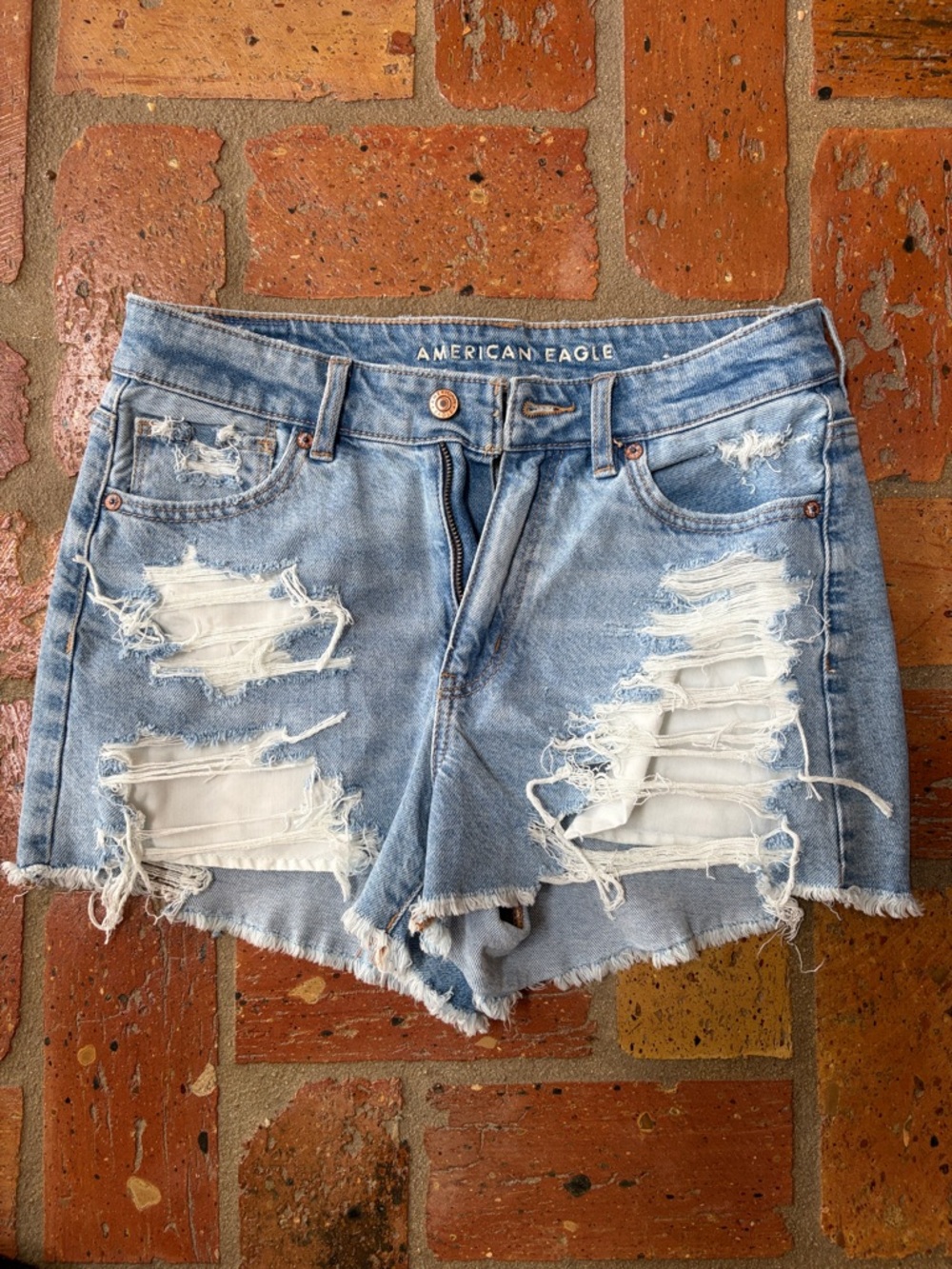 American Eagle Outfitters Distressed Light Blue Denim Cutoff Shorts